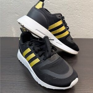 Adidas Kids Black and Gold Sneakers